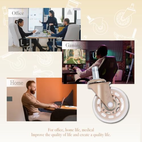 AXL 2.5" Office Chair Caster Wheels, Metallic Rose Gold