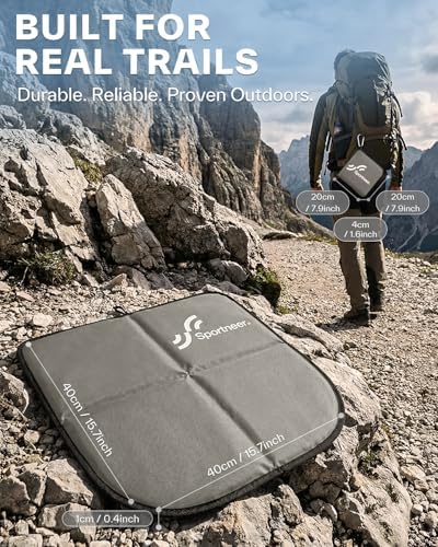 Sportneer Sitting Pad, Lightweight Waterproof Folding Seat Pad for Backpacking, 15.75'' x 15.75'' Portable Camping Seat Mat for Hiking, Picnics & Outdoor Use