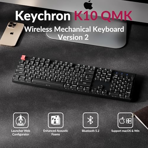 Keychron K10 (Version 2) Full Size QMK Wireless Custom Mechanical Keyboard