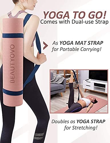 BEAUTYOVO Yoga Mat with Strap, 1/3 Inch Extra Thick Yoga Mat Double-sided Non Slip, Professional TPE Yoga Mats for Women Men, Workout Mat for Yoga, Pilates and Floor Exercises