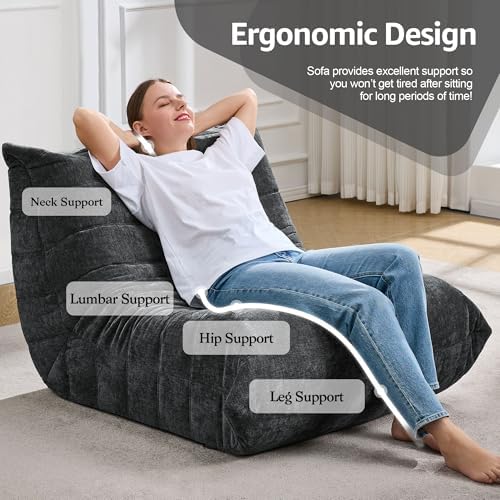 Hobestluk Adults Bean Bag Chair Faux Fur BeanBag Couch for Living Room