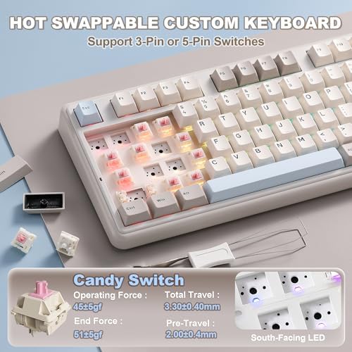 YUNZII B98 PRO 96% Wireless Mechanical Keyboard(Beige, Candy Switch)