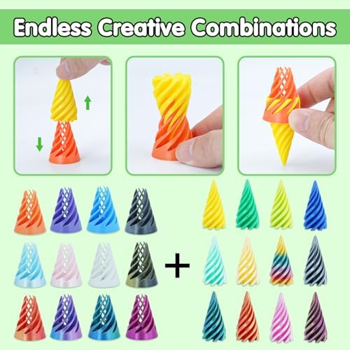 12Pcs Mini Spiral Cone Pyramid Fidget Toy, 3D Printed Impossible Cone Passthrough, Mini Vortex Thread Illusion Desk Deco, Anxiety & Stress Relief, Gift for Adults & Kids (Cone-12 PCS)