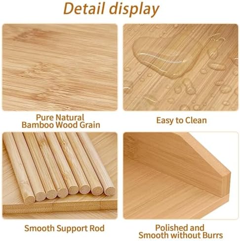 Bamboo Corner Desk Organizer Shelf, 3-Tier Triangle Storage Rack for Office & Home, Space-Saving Desktop Shelf for Books, Stationery, Makeup, Small Items