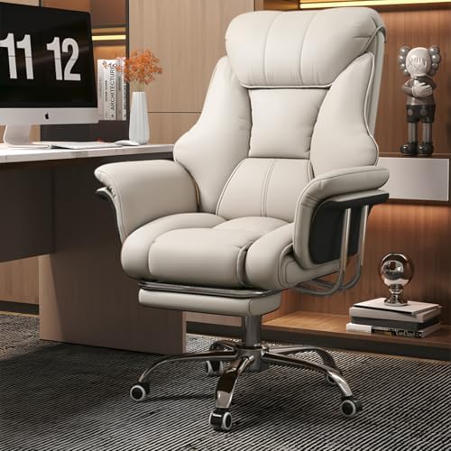 Big and Tall Office Chair 550 lbs Extra Wide Leather Executive Chair with Retractable Footrest, Heavy-Duty Ergonomic Chair, Adjustable Height Computer Gaming Chairs