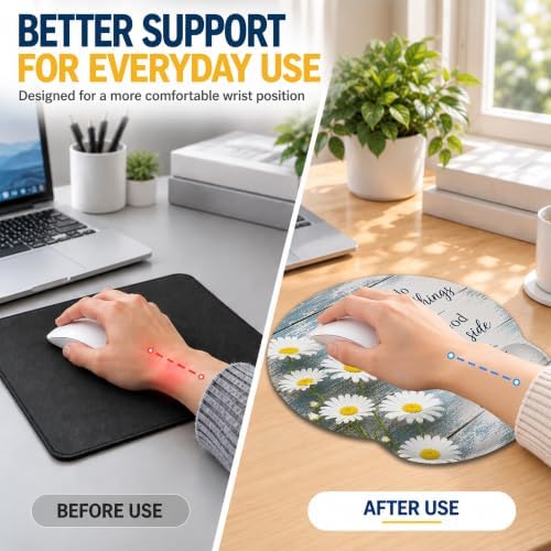 Bible Verse Daisy Ergonomic Wrist Rest Mouse Pad Set with Keyboard Cushion