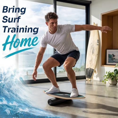 Sportneer Surf Balance Board, 8-in-1 Wooden Wobble Board