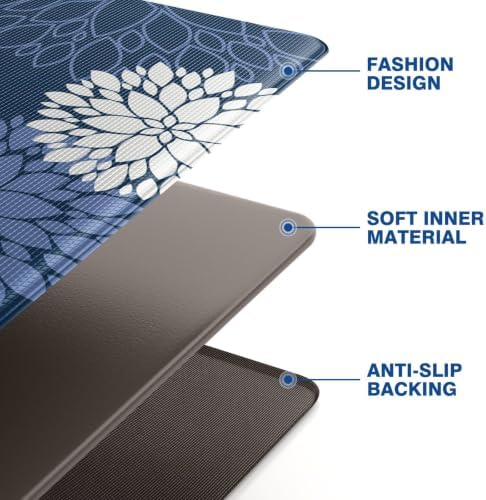 Kitchen Mats 2 Piece Set, Anti Fatigue Non Slip Cushioned Floor Rugs, Blue