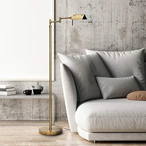 O'Bright Brook Adjustable Dimmable LED Pharmacy Floor Lamp, Antique Brass
