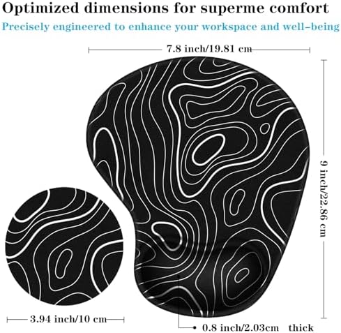 Ergonomic Mouse Pad with Wrist Rest + Topographic Line Cup Mat