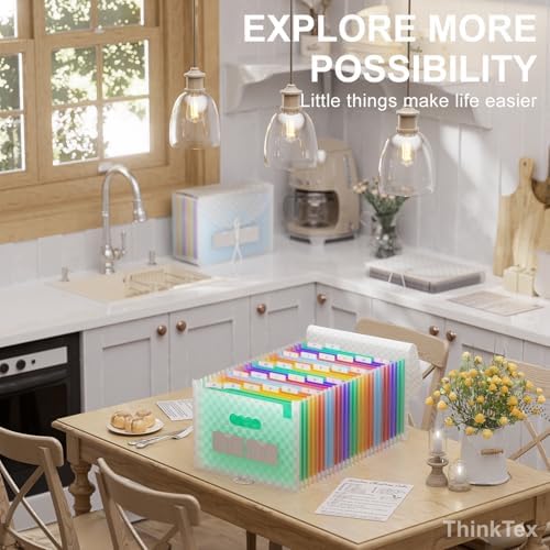 ThinkTex Accordion File Organizer, 26 Pockets Expanding File Folders,Green