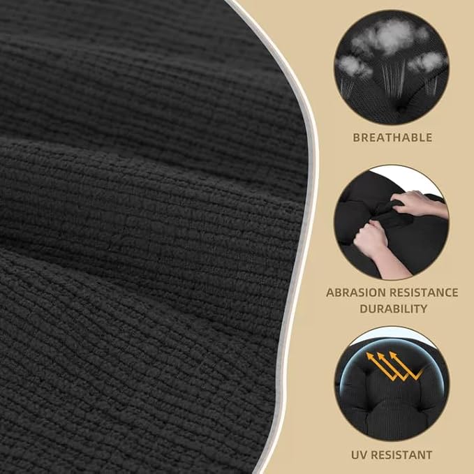 Rocking Chair Cushion - Plaid Corduroy Fabric, High-Density Sponge, Durable Comfort Non-Slip Bottom Tufted Seat Pads with Ties, Plaid Corduroy︱Coal Gray, 44x19x4 inch