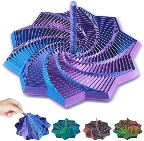 3D Printed Expanded Sensory Fidget Star, Fractal Stress Relief Spinning Tower Toy with Handle, Polygonal Honeycomb Whirling Spiral Design, Stocking Stuffers Gift for Adults Teens ADHD Office Desk