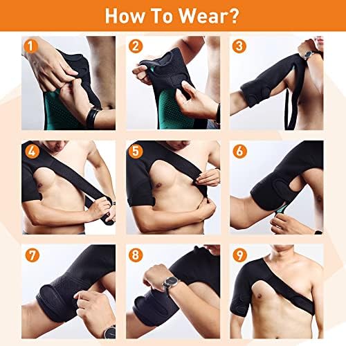 HUEGLO Left Shoulder Brace for Men Women Rotator Cuff Tear,Sports,Large