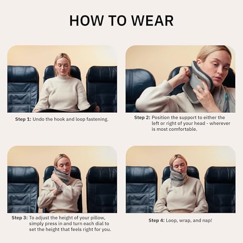 Trtl Pillow Plus - Airplane Neck Pillow for Traveling - Height-Adjustable, Breathable Travel Pillow for Head and Neck Support While on Planes, Cars, and Trains - Machine Washable