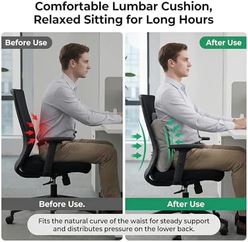 Lumbar Support Pillow for Office Chair and Car Seat, Zinc Gray