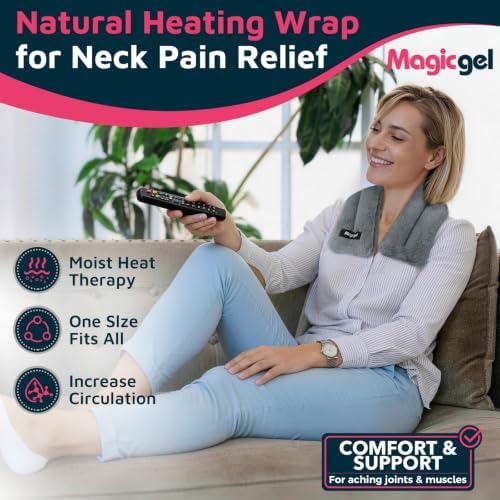 Magic Gel Microwave Heating Pad for Neck and Shoulder Pain Relief, Moist Heat Neck Warmer with Clay Beads, Soft Heated Neck Wrap for Stiff Neck, Muscle Tension & Hot Compress Therapy