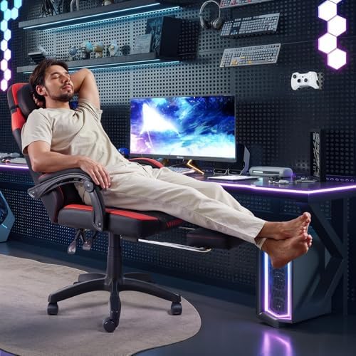 VITESSE 400 lbs Red Ergonomic Video Gaming Chair for Adults