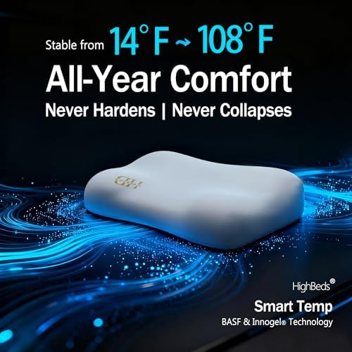 HighBeds Cervical Neck Pillow for Neck Pain Relief- Memory Foam Pillow for Side and Back Sleepers, BASF Support with Ergonomic Pillow(Grey)