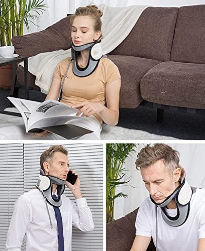 Neck Traction Device, Neck Stretcher for Neck and Shoulder Pain Relief Neck Care Recover Tool Cervical Traction Device for Adults Students (Color : Blue)