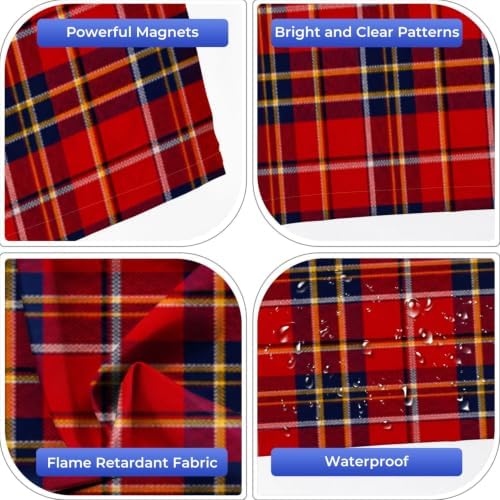 6 Pcs Fluorescent Light Covers for Ceiling Lights check plaid blue red yellow Magnetic Light Filters Decorative for Classroom Office Hospital Home 4x2 Ft