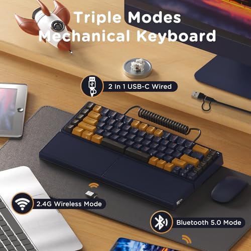 RK ROYAL KLUDGE S70 Ergonomic Split Keyboard, Tactile Brown Switch Black