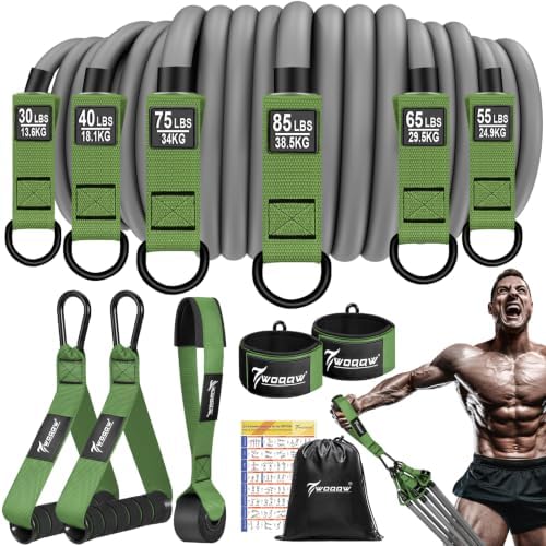 WOQQW Heavy Resistance Bands for Working Out, 350lbs/450lbs Exercise Bands with Handles, Workout Bands Set for Men, Fitness Weight Bands for Muscle Strength Training,Stretching,Slim,Home Gym Equipment
