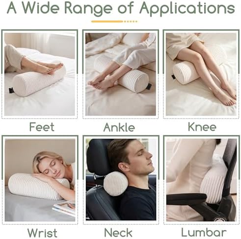 HIGOGOGO Lumbar Roll Lumbar Support Pillow for Office Chairs, Cars, and Gaming Chairs, Back Cushion with Washable Cover & Adjustable Strap to Relieve Back Pain and Improve Posture, 15"x6"x5", Beige