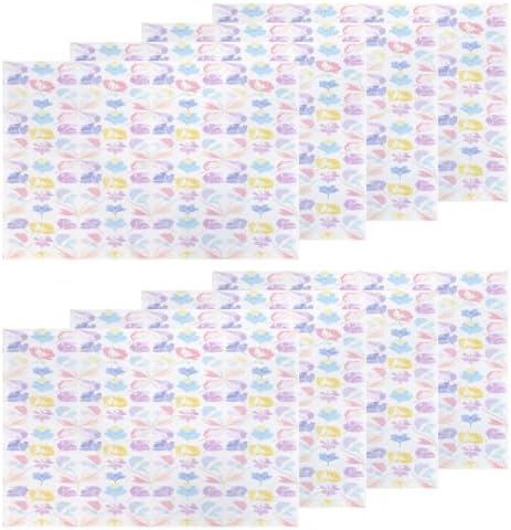 Shrahala Pastel Seamless Floral Set of 8 12 X 18 Inch Linen Placemats, Abstract Geometric Blossom Burlap Table Mat Washable Double Layered Heat Insulation for Indoor