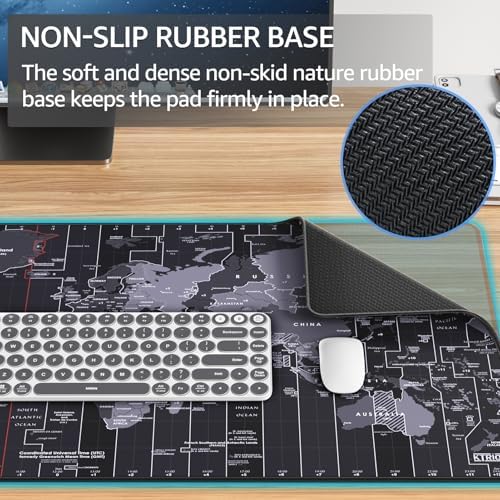 KTRIO Large Gaming Mouse Pad, Desk Mat, 31.5 x 15.7 in, World Map, XXL