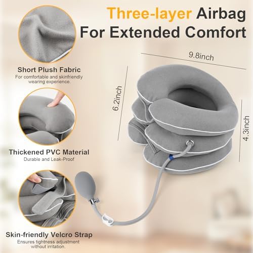 Neck Stretcher, Cervical Neck Traction Device for Instant Neck Pain Relief, Inflatable & Adjustable Neck Support Brace, Neck Traction Pillow for Home Use Neck Decompression
