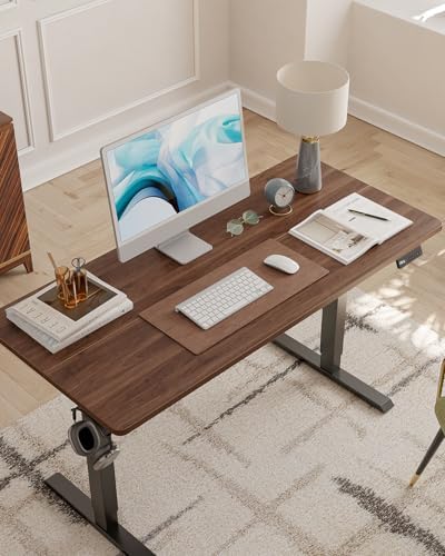 CubiCubi 55x28 Large Electric Standing Desk, 28" Deep Desktop, Black Walnut