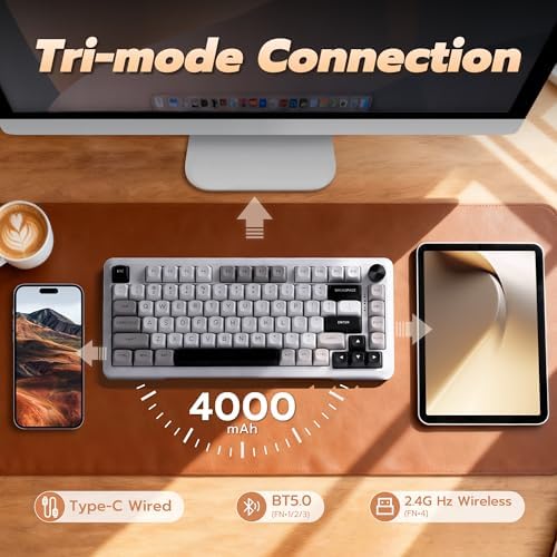 E-YOOSO Z-82 75% Tri-Mode Wireless Mech Keyboard, Hot-Swap Gasket RGB Knob