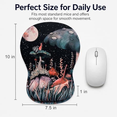 Mouse Pad with Wrist Rest Ergonomic Memory Foam Support, Non-Slip Rubber Base, Comfortable Typing Cushion for Home Office Computer Laptop, Snail