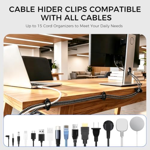 Adjustable Elastic Adhesive Cable Clips Wire Holder Cord Organizer 15 Pack