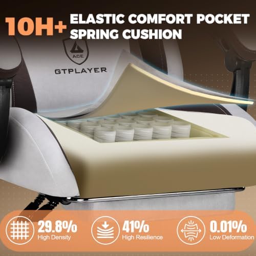 GTPLAYER Gaming Chair with Footrest, Ergonomic Office Chair 400lbs Heavy Duty, Big and Tall Computer Desk Chair with Lumbar Support and Headrest, Breathable Tech Fabric, 90-155° Recline Brown