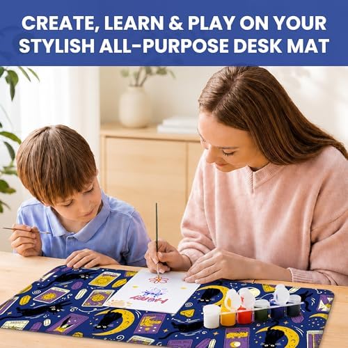 Aesthetic Desk Mat, Cute Mystic Cat Desk Pad Protector for Work & Decor, 31.5" x 11.8", Pretty Non-Slip Extended Mouse Pad for Office or Home