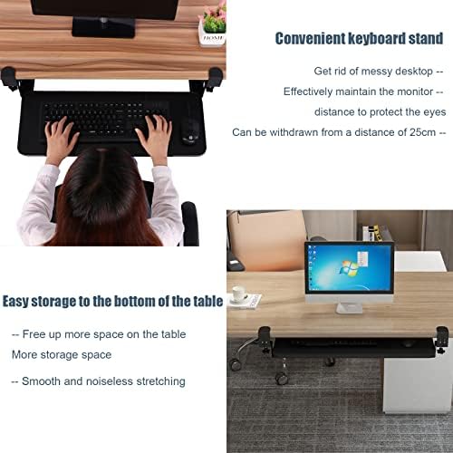 Slide Out Swivel Computer Keyboard Stand, Under Desk Adjustable Keyboard Tray with C Clamp, Home or Office Ergonomic Keyboard Shelf(52x25cm(20.5x9.8), White)