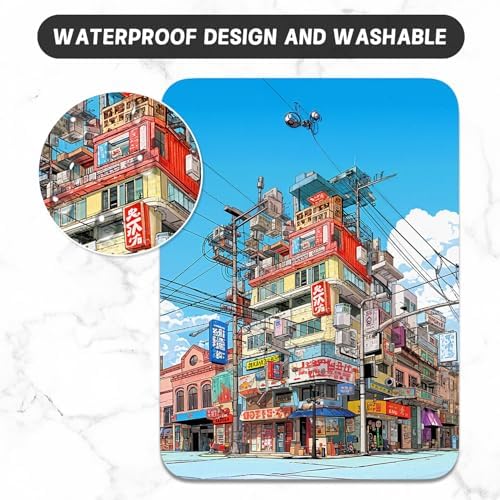 Small Mouse Pad, Mini Mouse Pad 6 x 8 Inch, Thick Rubber Waterproof Mouse Mat, Cute Mousepad for Women Men Wireless Mouse Laptops Home Office, Streetscape