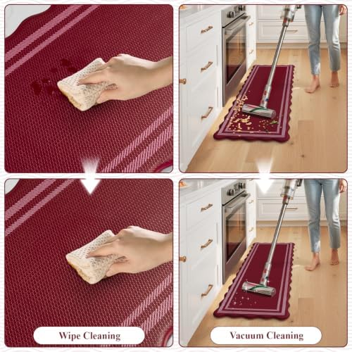 KIMODE Anti Fatigue Kitchen Mats, Christmas Decor Red Kitchen Runner Rugs