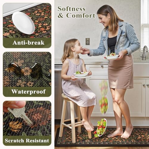 Collive Kitchen Mats for Floor, Black Cushioned Anti Fatigue Rug Sets