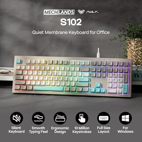 MechLands Aula S102 Membrane Gaming Keyboard w/Number Pad, 100% Full Size