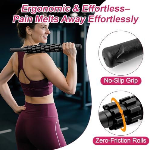 ZanLLW Muscle Roller Stick, Muscle Roller, Liposuction Massage Roller for Lymphatic Drainage, Massager Stick for Relief Muscle Soreness, Trigger Points, Help Exercise Runner Legs, Back Recovery
