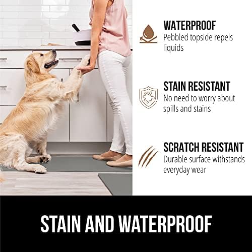 GORILLA GRIP Cushioned Kitchen Mats for Floor, 2 PK, 17x29+17x59, Gray