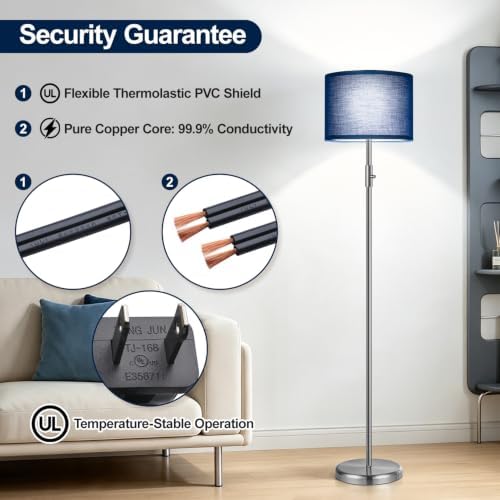 Floor Lamp Simple Design with Shade, Small Tall Lamps for Living Room Bedroom Office Dining Room Kitchen-Nickel