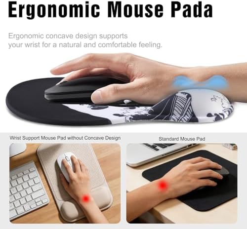 Ergonomic Mouse Pad with Wrist Rest - Gel Wrist Support Mousepad with Non-Slip PU Base for Computer, Laptop, Office & Home