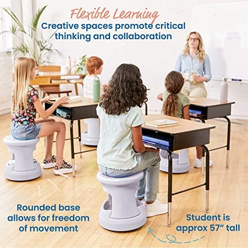 ECR4Kids Active Storage Wobble Stool, 15in Seat Height, Childrens Furniture, Light Grey