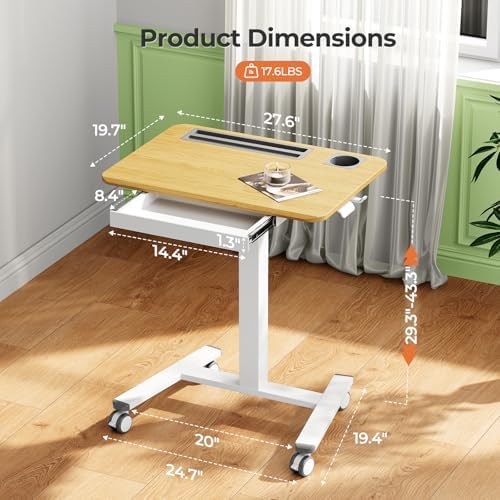 28" Mobile Standing Desk with Drawer, Portable Laptop Desk