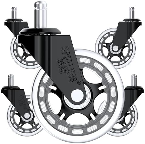 Office Chair Caster Wheels Gaming Chair 3 inch Replacement Rubber Chair Casters for Hardwood Floors & Carpet - Smooth & Quiet - Desk Chair Casters - Set of 5