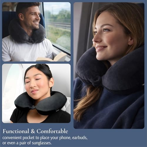 Brookstone Travel Neck Pillow Lightweight U-Shaped Memory Foam Pillow
